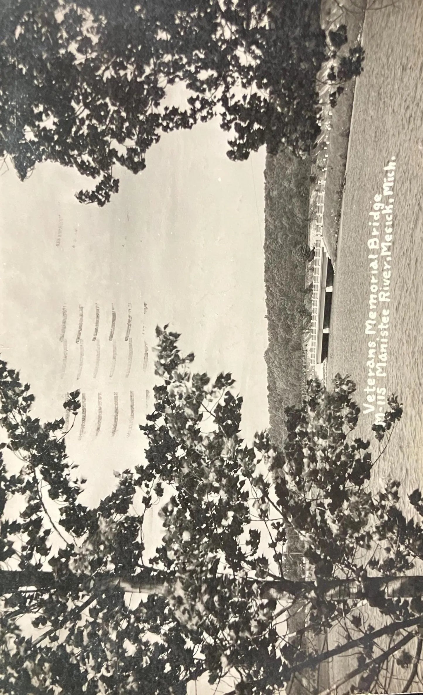 RPPC - Veterans Memorial Bridge - Manistee River, Mesick, Michigan - Vintage Postcard