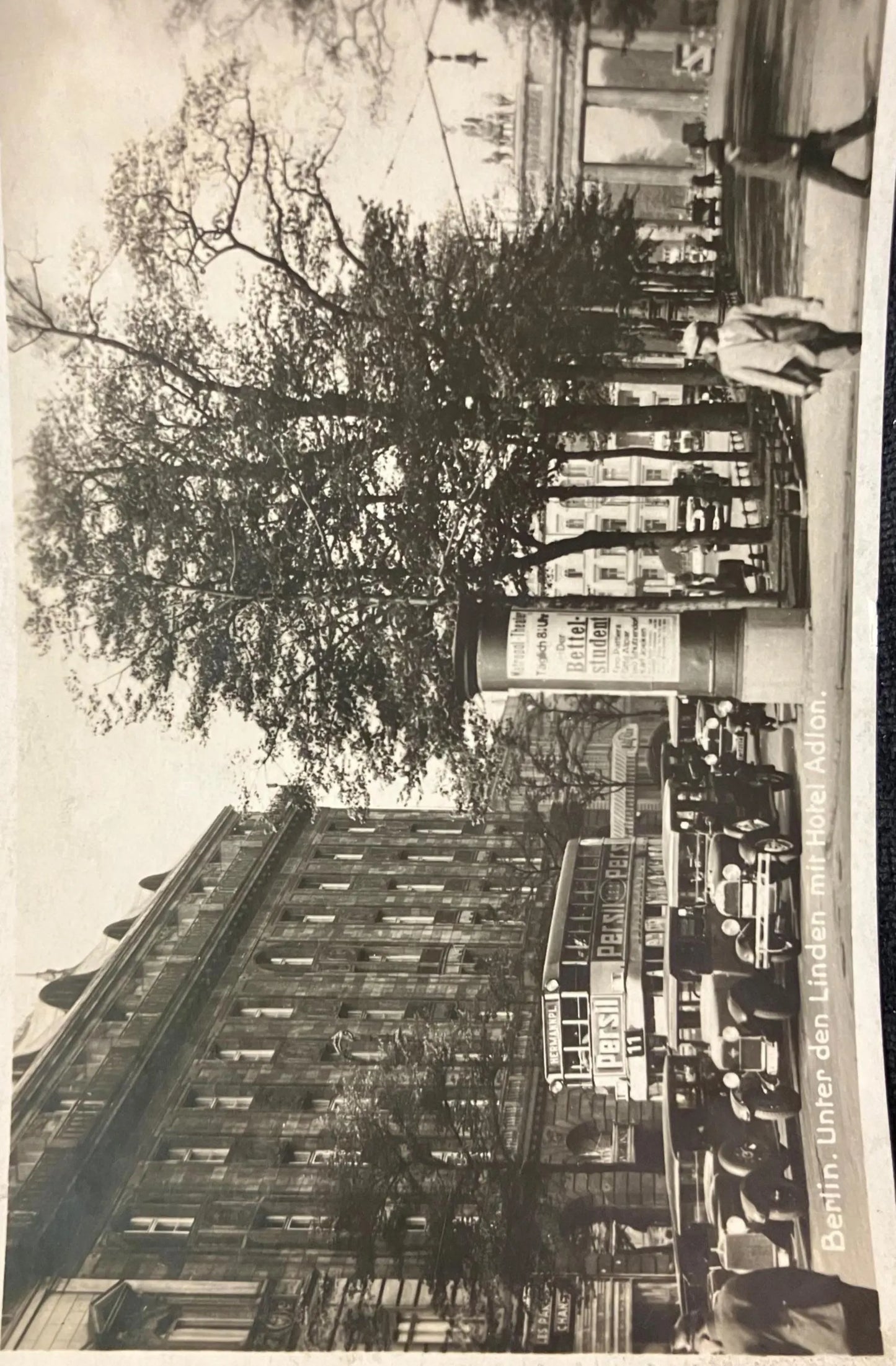 RPPC - Berlin. Unter den Linden mit Hotel Adion, Germ, Pre WWII - Vintage International Postcard