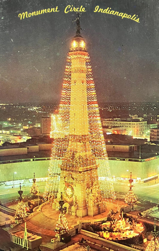 Monument Circle Indianapolis - Color by R. P. Hadley - Vintage Postcard