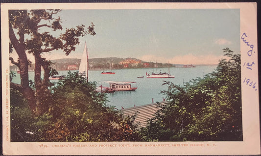 Derring's Harbor and Prospect Point, From Manhansett, Shelter Island, New York - Vintage 1900s Postcard