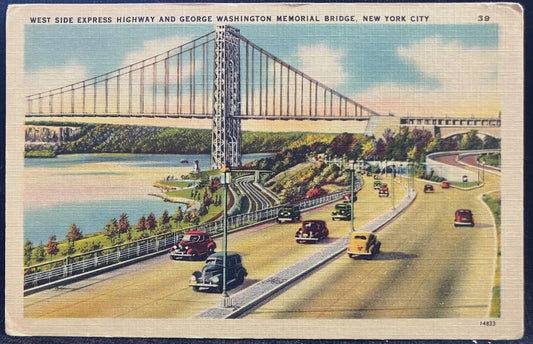 West Side Express Highway and George Washington Memorial Bridge, New York City - Vintage Postcard