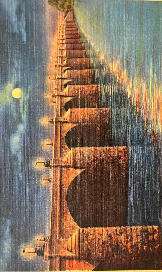 Market Street Bridge at Night, One of Pennsylvania’s Finest Bridges, Harrisburg, Pennsylvania - Vintage Postcard