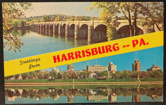 Greetings from Harrisburg, Pennsylvania - Vintage Bridge Postcard