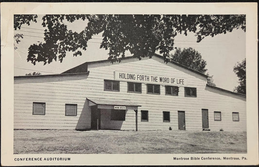 Conference Auditorium - Montrose Bible Conference, Montrose, Pennsylvania - Vintage Black and White Postcard