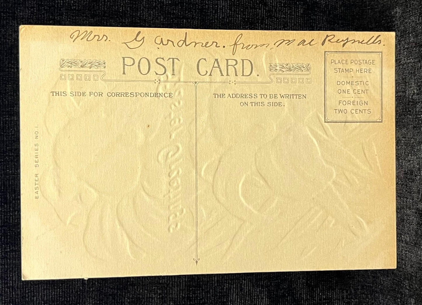 Embossed Easter Greetings 1910 - Vintage Postcard With Cherub Faces In Lilies - Art Neuveau