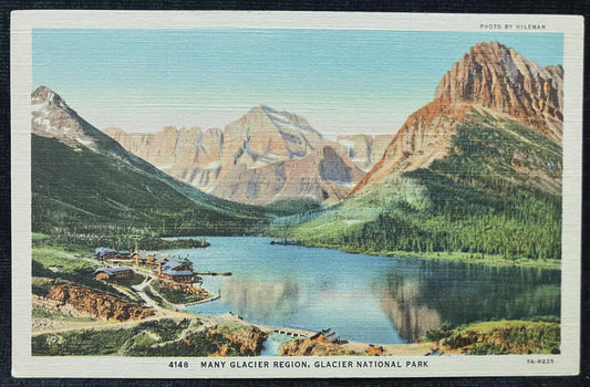 Many Glacier Region, Glacier National Park, Montana - Photo by Hileman - Vintage Postcard