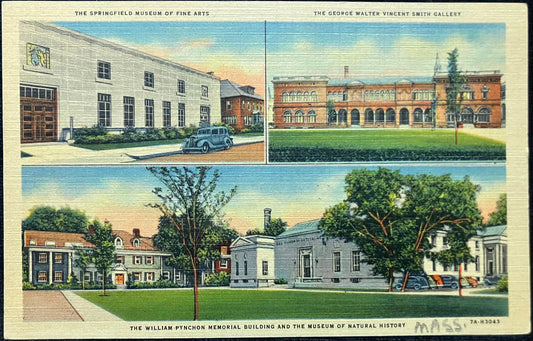 The Quadrangle of the Metro Center of Springfield, Massachusetts - Compiled of Museums and Cultural Institutions - Vintage Postcard