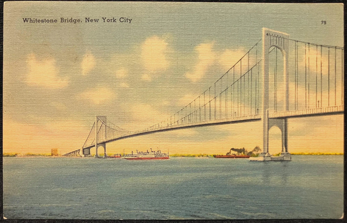 Whilestone Bridge, New York City - Vintage Postcard