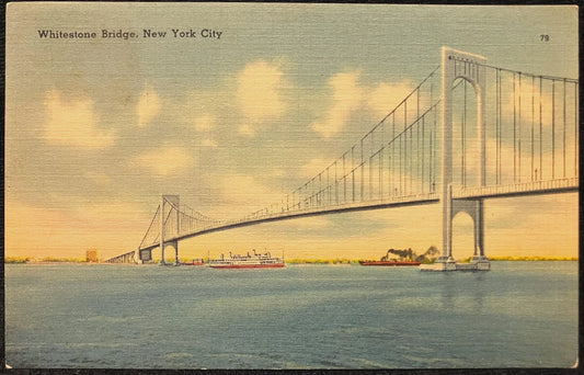 Whilestone Bridge, New York City - Vintage Postcard