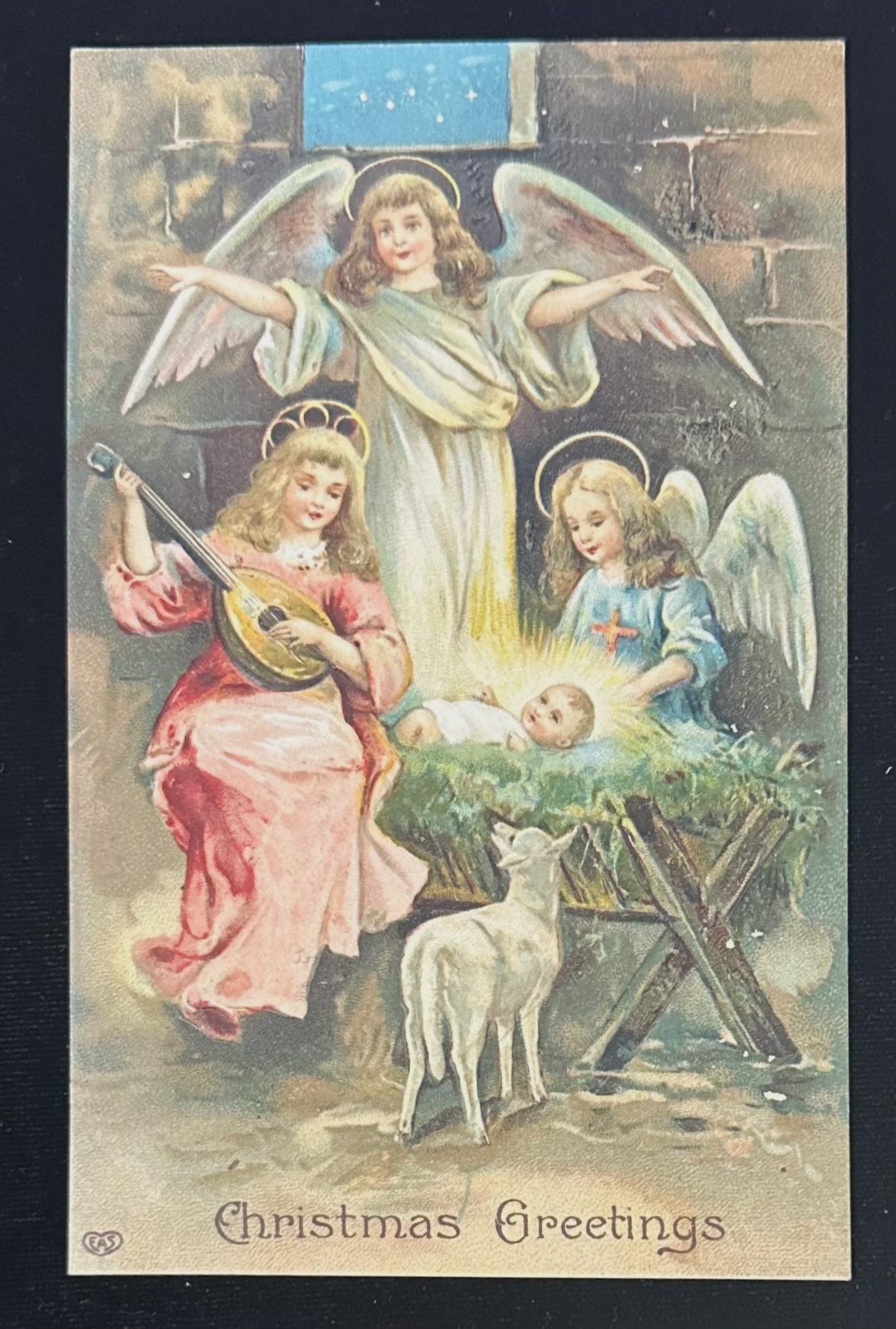Christmas Greetings - Vintage Postcard