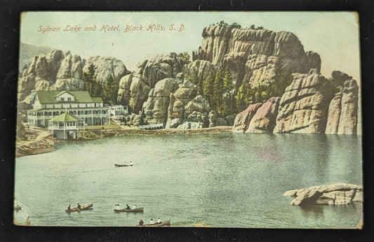 Sylvan Lake and Hotel, Black Hills, South Dakota - Vintage Postcard