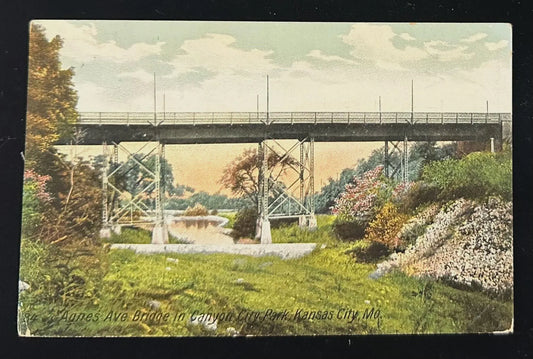 84 Agnes Ave. Bridge in Canyon City Park, Kansas City, Missouri - Vintage Postcard