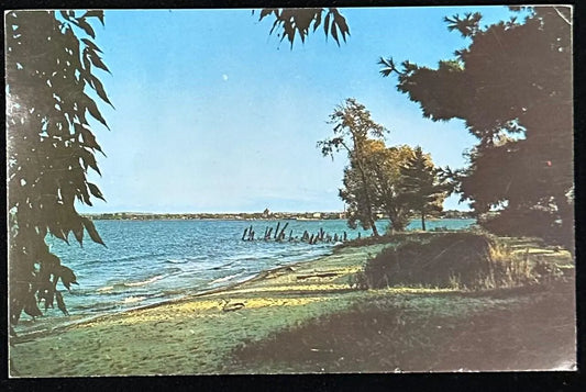 West Arm of Grand Traverse Bay with Traverse City on the Skyline, Michigan - Vintage Postcard