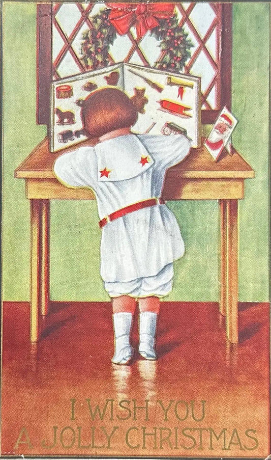I Wish You A Jolly Christmas - Vintage Postcard