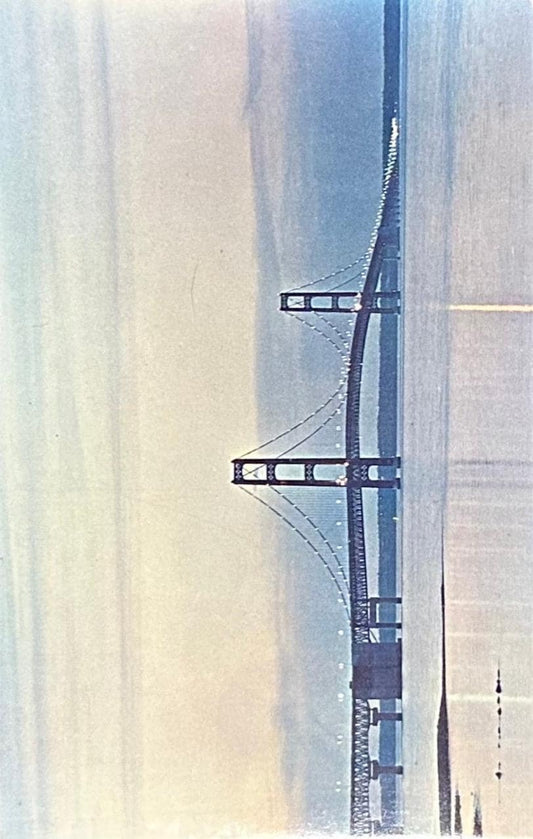 Mackinac Straits Bridge at Twilight, Michigan - Vintage Postcard