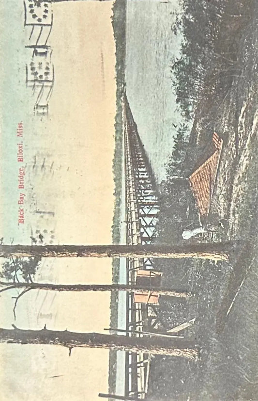 Back Bay Bridge - Biloxi, Mississippi - Vintage Postcard