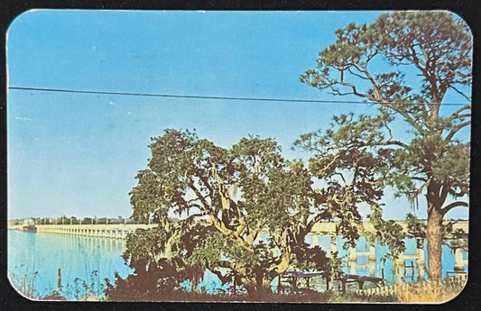 Bridge crossing the Beautiful Back Bay of Biloxi, Mississippi - Vintage Postcard