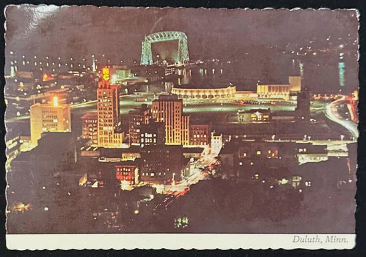 Duluth, Minnesota At Night - Vintage Postcard
