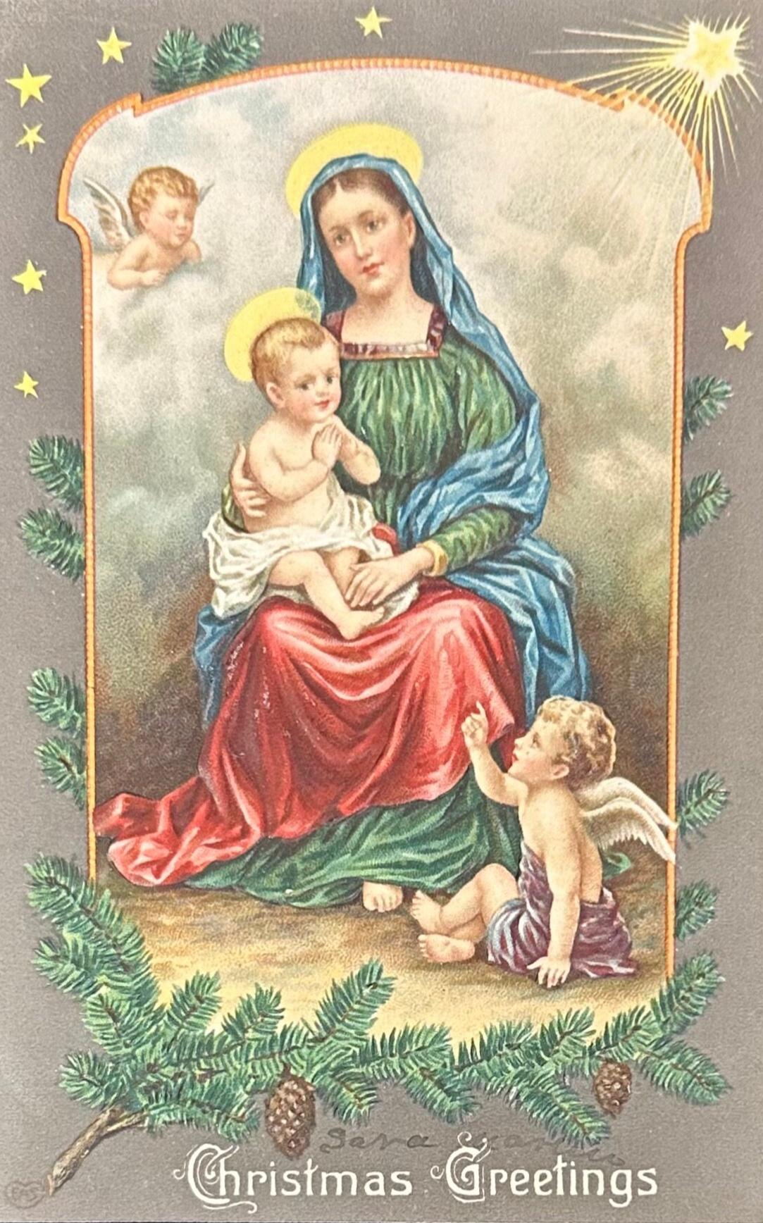 Christmas Greetings - Vintage Postcard