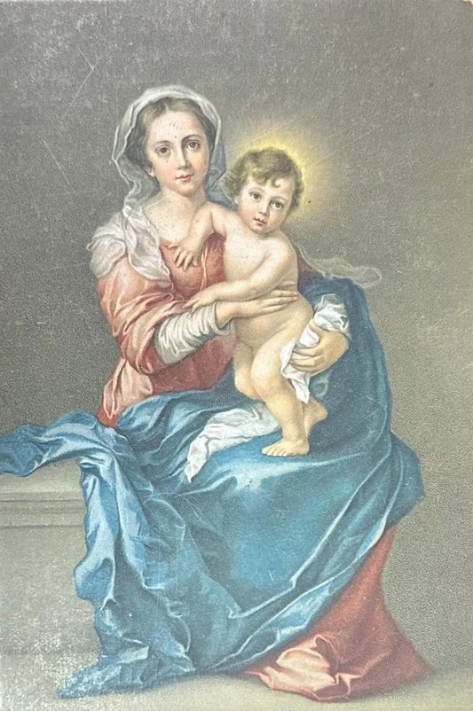 The Virgin with the Son - Murillo - Gallery Pitti, Florence - Vintage Postcard