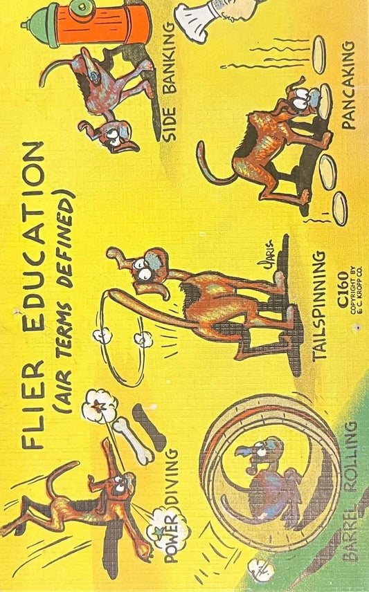 Flier Education - Vintage Military Humor Postcard