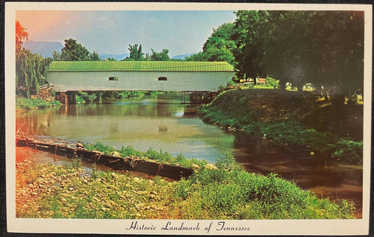 Historic Landmark of Tennessee - Doe River Bridge, Elizabethton, Tennessee - Vintage Covered Bridge Postcard