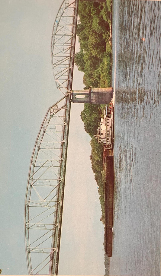Tennessee River Bridge, Savannah, Tennessee - Milo-Lemert Bridge - Color: L. D. Thompson - Vintage Bridge Postcard