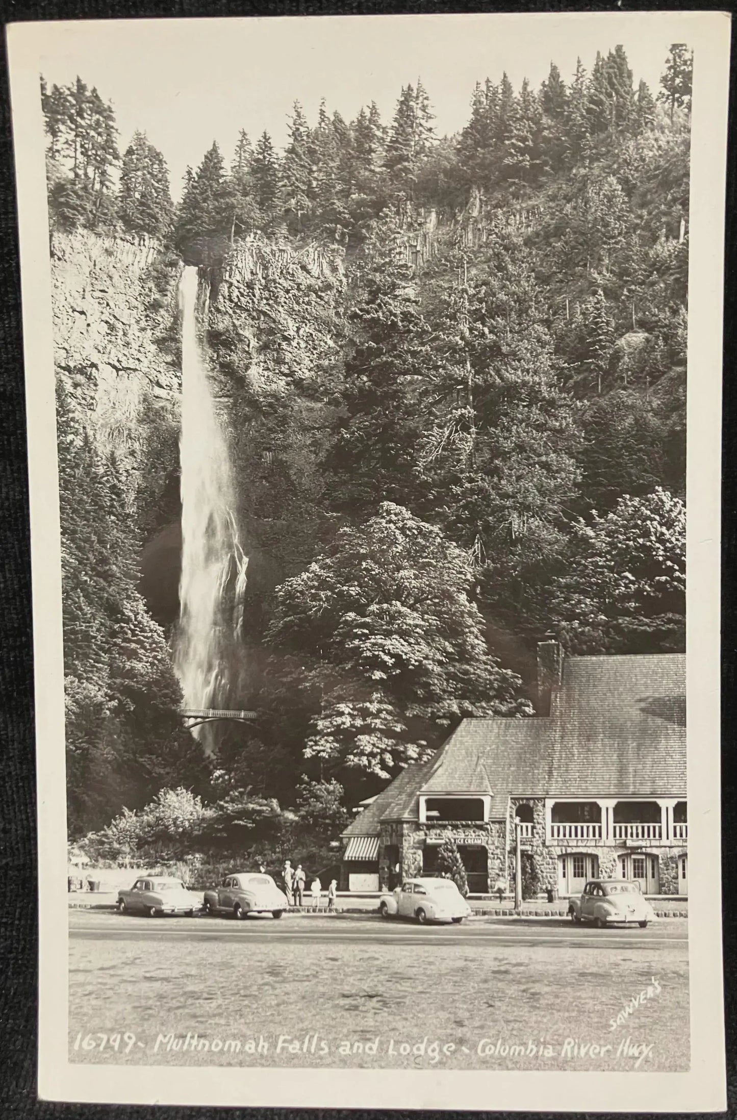 RPPC - Multnomah Falls and Lodge, Oregon  in 1950- Columbia River Hwy. - Sawyer's - Vintage Traveler's Postcard
