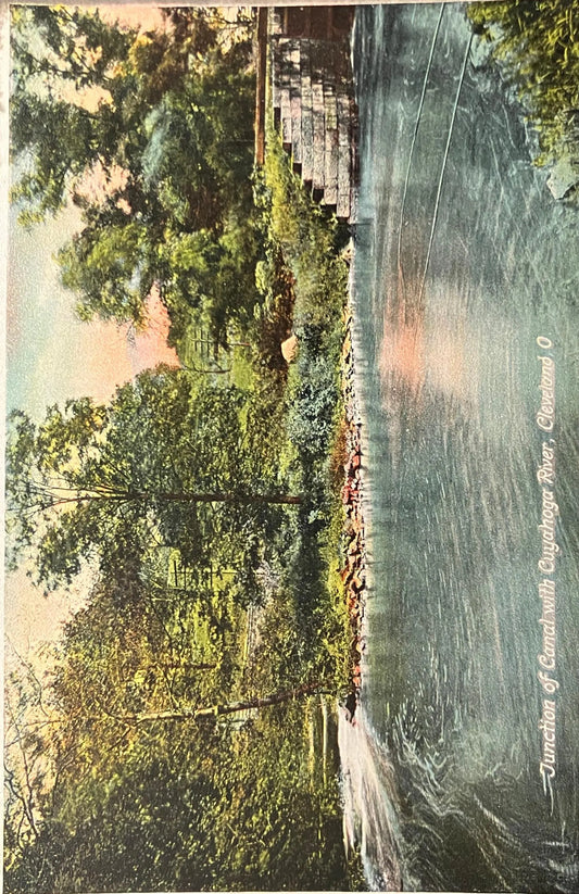 Junction of Canal with Cuyahoga River, Cleveland, Ohio - Vintage Postcard