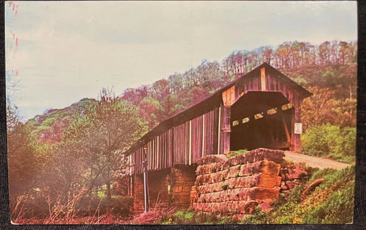 Long Bridge in Monroe County, Ohio - Photo: Eldon M. Neff - Vintage Covered Bridge Postcard