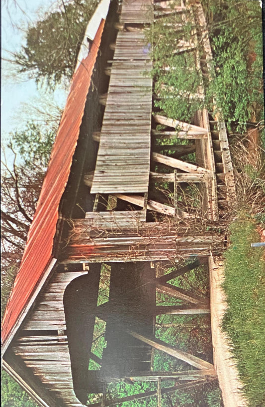Fox Hollow Covered Bridge in Elizabeth Township, Lawrence County, Ohio - Vintage Bridge Postcard