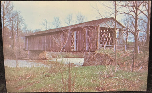 Dewey Road Bridge in Ashtabula County, Ohio - Photo: Carl Lawrence - Vintage Covered Bridge Postcard