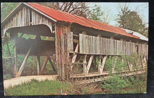 Fox Hollow Covered Bridge in Elizabeth Township, Lawrence County, Ohio - Vintage Bridge Postcard