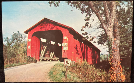 Covered Bridge in Athens County, Ohio - Dover Township Bridge - Photo: Floyd Hivnor - Vintage Covered Bridge Postcard