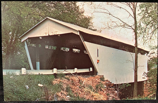 Covered Bridge in Adams County, Ohio - Vintage Covered Bridge Postcard