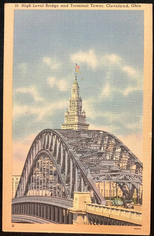 High Level Bridge and Terminal Tower, Cleveland, Ohio - Vintage Bridge Postcard