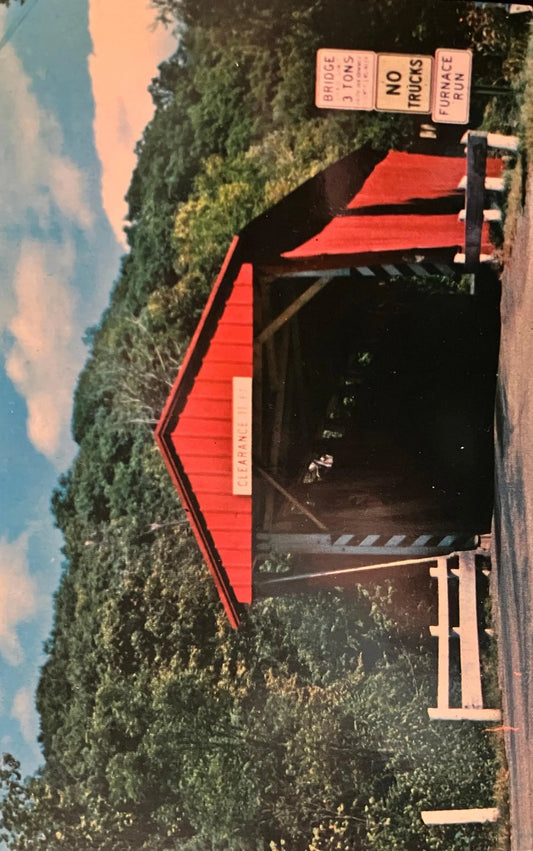 Everett Road Covered Bridge in Boston Township, Ohio - Photo: Les Evans - Vintage Covered Bridge Postcard