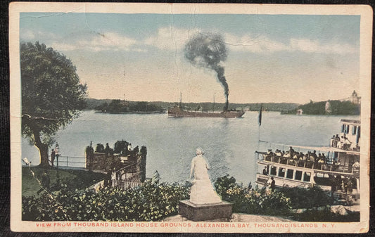 View from Thousand Island House Grounds, Alexandria Bay, Thousand Islands, New York - Vintage Postcard