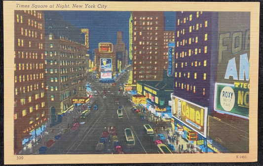 Times Square at Night, New York City, New York - Vintage Postcard