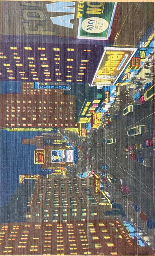 Times Square at Night, New York City, New York - Vintage Postcard