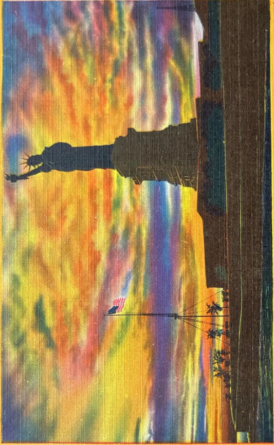 Statue of Liberty at Sunrise, New York City, New York - Vintage Postcard