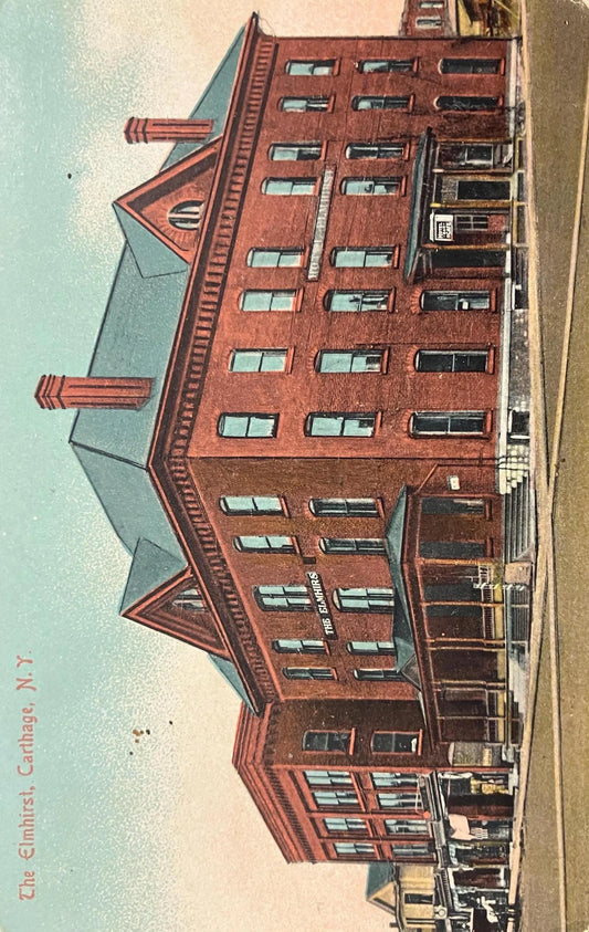 The Elmhirst, Carthage, New York - Made in Germany - Vintage Hotel Postcard