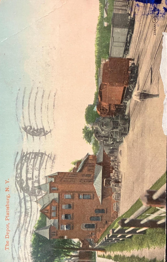 The Depot, Plattsburgh, New York - Vintage Postcard