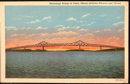 Mississippi Bridge at Cairo, Illinois, between Missouri and Illinois - Vintage Bridge Postcard
