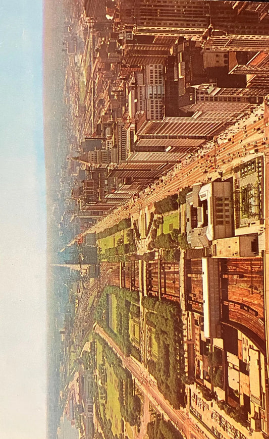 Chicago, Illinois Looking South - Color by Ewing Galloway - Vintage Chicago Postcard