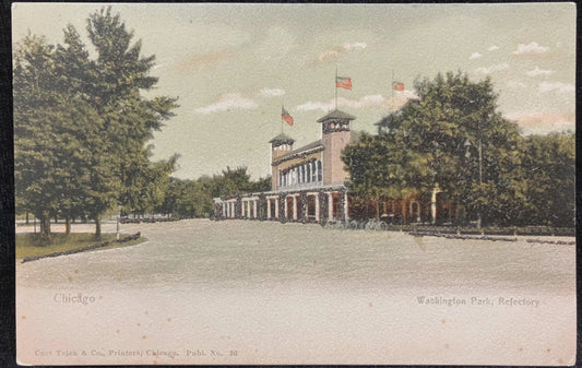 Chicago - Washington Park Refectory - Glitter Glued Postcard - Vintage Park Postcard
