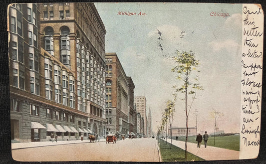 Michigan Ave. - Chicago, Illinois - Made in Germany - Vintage Postcard