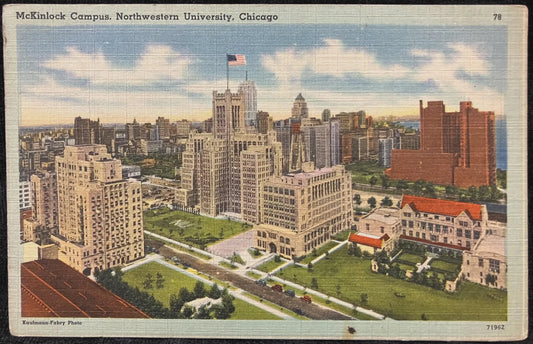 McKinlock Campus, Northwestern University, Chicago - Kaufmann-Fabry Photo - Vintage Postcard