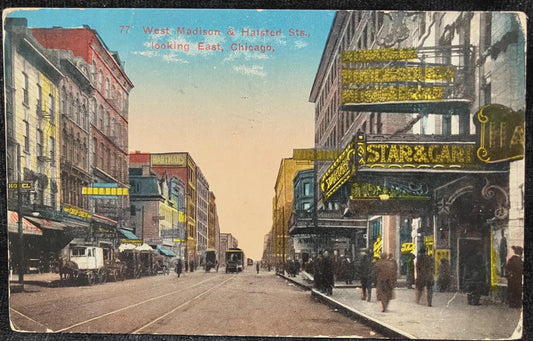 West Madison & Halsted Streets, looking East, Chicago, Illinois - Vintage Postcard