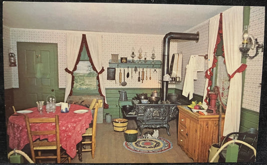 The Old Farm Kitchen at the Time Was Village Museum in Mendoza, Illinois - Vintage Museum Postcard